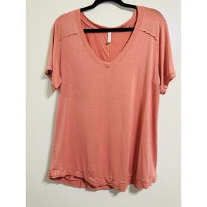 Wishlist Women's Oversized V-Neck Tee Size L  Textured Modal Fabric Raw Edge